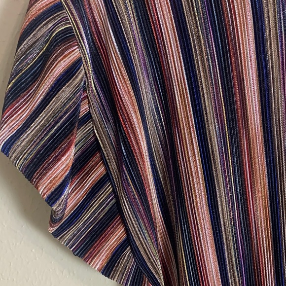 Anthropologie Vanessa Virginia Women’s Pleated Striped Metallic‎ Blouse Boho XS - Picture 4 of 8